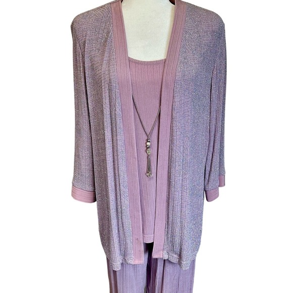 Kathy Roberts Sparkly Formal Wear Office Top Pants Women’s 14 Mauve Pink Vintage - Picture 3 of 14